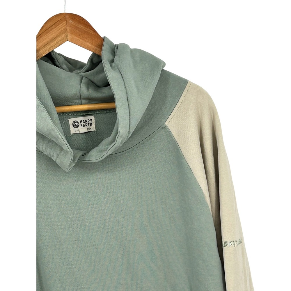 Happy Earth Organic Cotton Ridge Pullover Hoodie Sage Green Tan 3XL - Picture 7 of 8